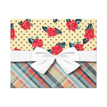 shabby roses dots and preppy plaid canvas prints