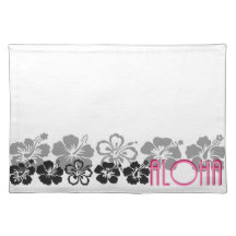 Shades of Black and Gray aloha design Placemat