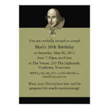 Shakespeare Caricature Invitations