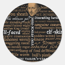 Shakespeare Insults Collection Round Stickers