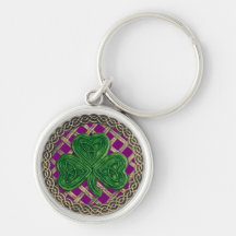 Shamrock And Celtic Knots Keychain Purple