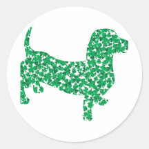 Shamrock Dachshund Round Sticker