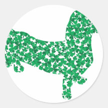 Shamrock Dachshunds Round Stickers
