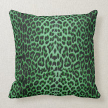 Shamrock Green Lucky Leopard Throw Pillows