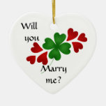 Shamrock with hearts, Marriage proposal Christmas Tree Ornament