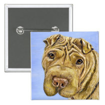 Shar Pei Dog Art - Aspen buttons