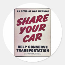 Share Your Car Round Stickers