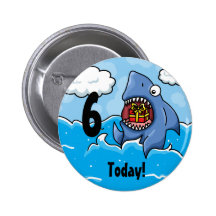 Shark Customisable birthday badge Pinback Buttons