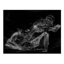 sharp designs. speedway bikeonblack postcard
