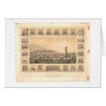 Shasta, CA. Panoramic Map 1856 (1612A) Greeting Cards