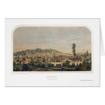 Shasta, CA Panoramic Map - 1856 Greeting Card