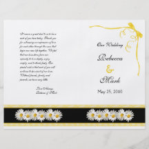 Shasta Daisy Floral Wedding Program Custom Flyer