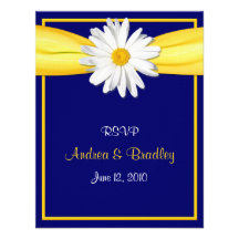 Shasta Daisy with Yellow Ribbon Response Card Personalized Invite