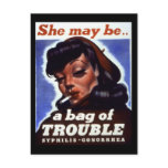"She might be a bag of trouble" WWII STD Image Post Cards
