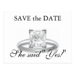 She Said Yes! Save the Date Diamond Ring Cards Postcard