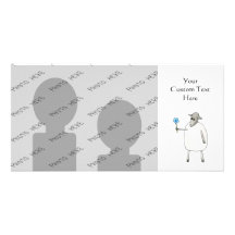 Sheep Giving a Flower. Personalized Photo Card