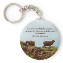 Sheep on Mountain Motivational Desiderata Keychain keychains