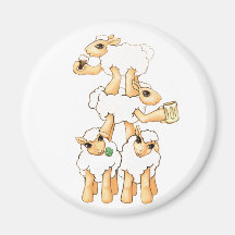 Sheeps drinking beer refrigerator magnet