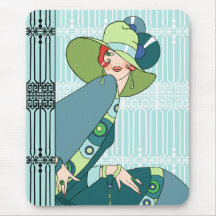 Shelby, 1920s Lady in Aqua and Teal Mouse Mats