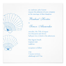 Shell Love Heart Beach Wedding Invitiation Announcements