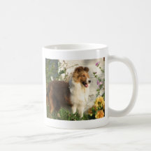 Sheltie in flowers coffee mug