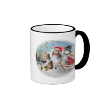 Sheltie, Jack Russell and Snowman Holiday Gifts Coffee Mugs