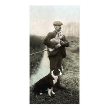 Shepherd With Lamb and Border Collie Photo Card Template
