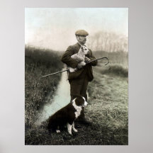 Shepherd With Lamb and Border Collie~Poster