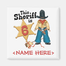 Sheriff 6th Birthday Fridge Magnets