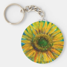 Shimmering Fine Art Sunflower Keychain