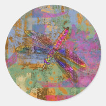 Shining Dragonfly Round Stickers
