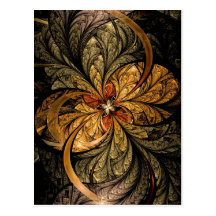 Shining Leaves Fractal Art Post Cards