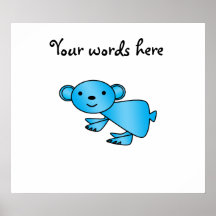 Shiny blue koala print