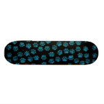 Shiny Glitter Dog Paws Traces Pawprints Blue Black Skate Board Deck