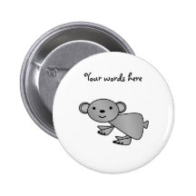 Shiny grey koala pinback buttons