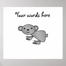 Shiny grey koala posters
