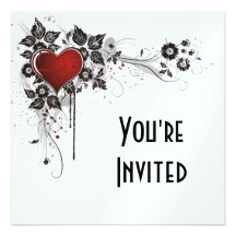 Shiny Heart, Leaves & Flowers - Original Personalized Invites