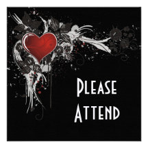 Shiny Heart, Leaves & Flowers - Original Personalised Invite