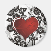 Shiny Heart, Leaves & Flowers - Original Refrigerator Magnet
