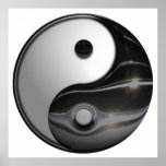 Shiny Metallic Yin and Yang Symbol Posters