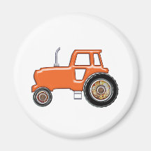 Shiny Orange Tractor Fridge Magnet