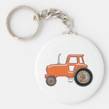 Shiny Orange Tractor Key Chains