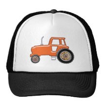 Shiny Orange Tractor Mesh Hat