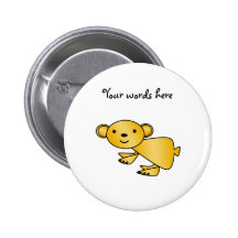 Shiny yellow koala pinback button