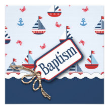 Ships Ahoy! Baptism Square 2 Custom Invitations