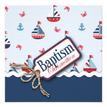 Ships Ahoy! Baptism Square Custom Invite