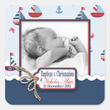 Ships Ahoy! Baptism Square Sticker_NicholasB