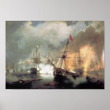 Ships in a Battle Scene Russians at Navarino Posters