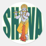 Shiva playing Flute Round Sticker