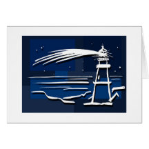 shooting star lighthouse greeting card